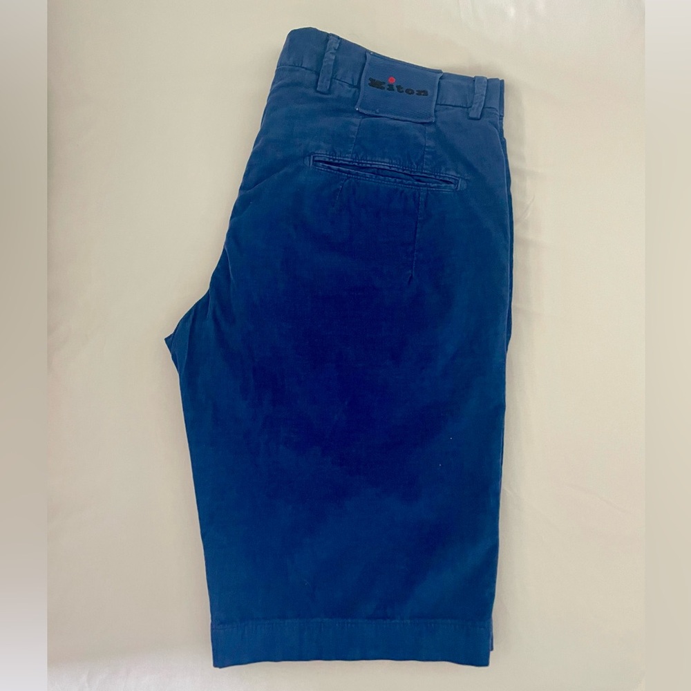 Kiton Men Blue Corduroy Shorts